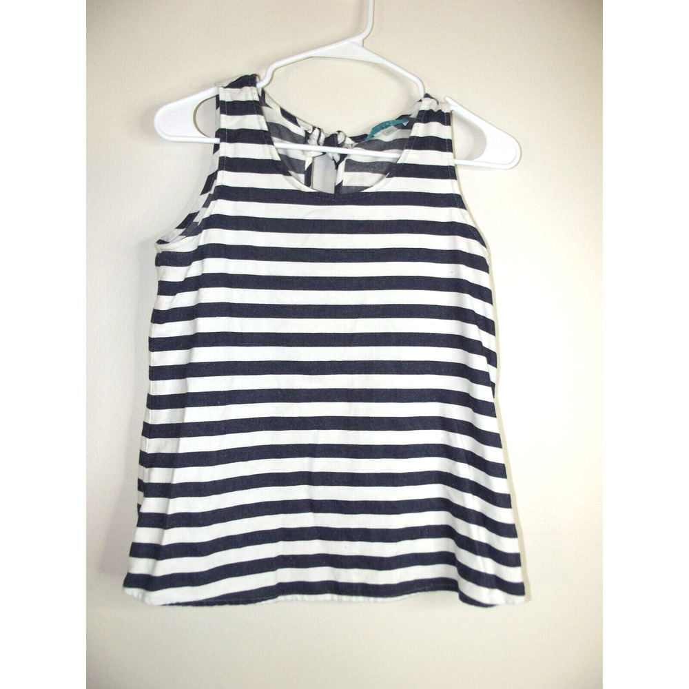 Pim + Larkin Womens Striped Sleeveless TOP - Size XS - Blue White Tie Back